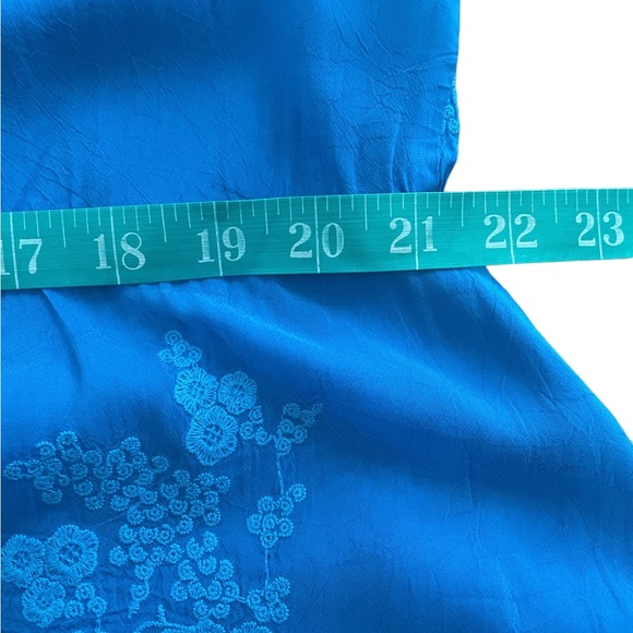 Johnny Was Turquoise short sleeve boho embroidered tunic hanker-chief top XL - Picture 7 of 11